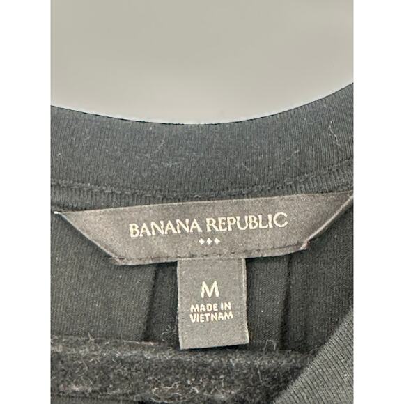 Banana Republic Black Shirt Dress Midi Crew Neck Sleeveless Elastic Waist M - Picture 3 of 8